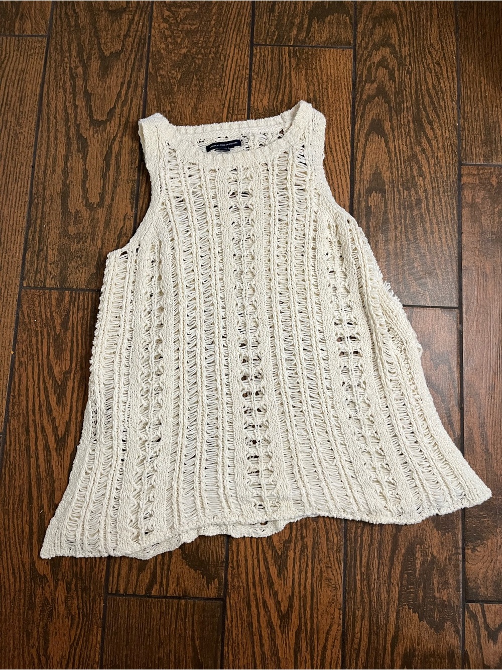 American Eagle Outfitters Cream Open-Knit Tank